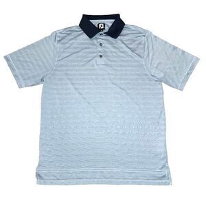 Footjoy Navy & Gray Stripe Short Sleeve Golf Polo Shirt Men's Size L